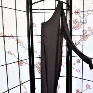 Day G Black Off Shoulder Asymmetrical Long Sleeve Bodycon Dress Size Large